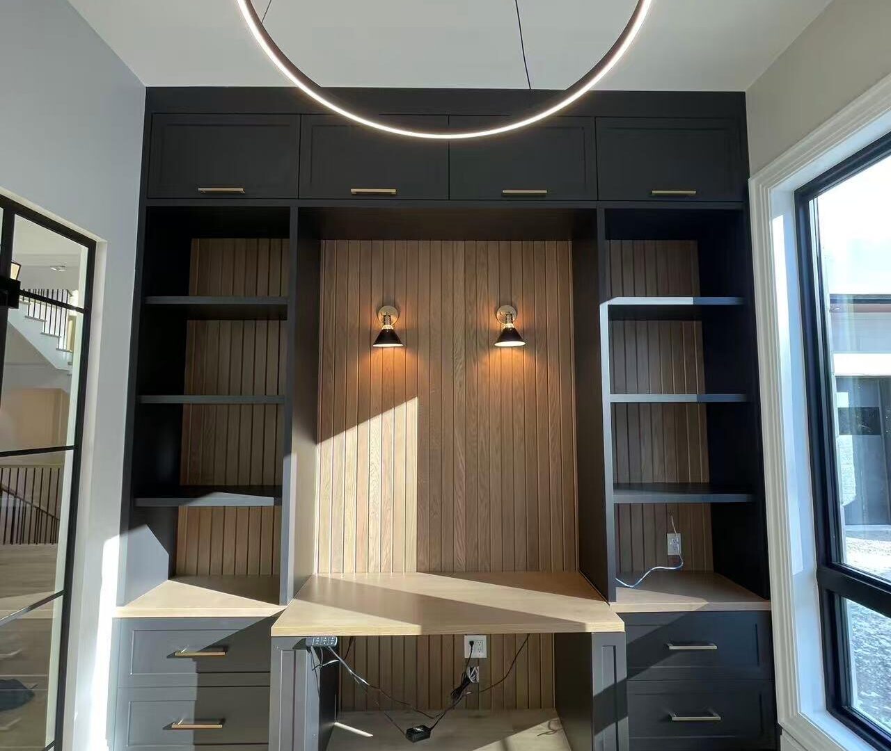 A Place to Focus: Home Office in Dark Tones & Warm Wood