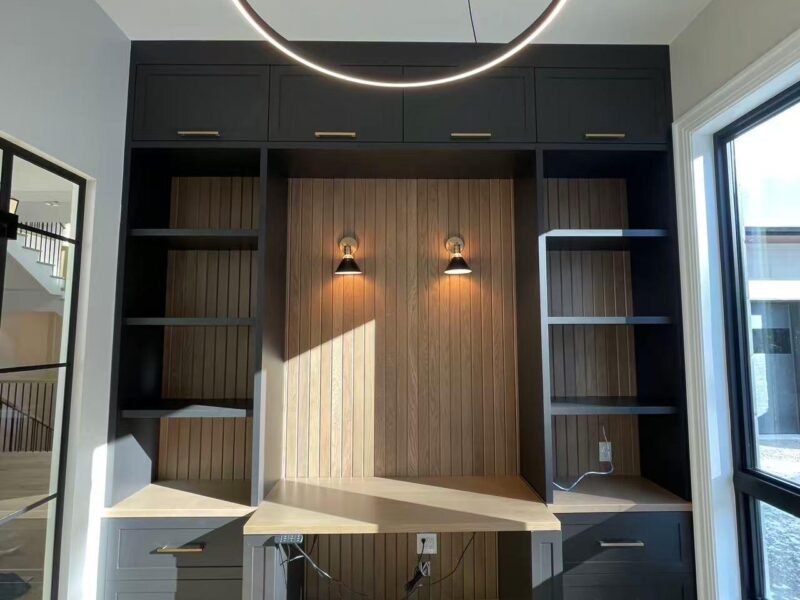 A Place to Focus: Home Office in Dark Tones & Warm Wood